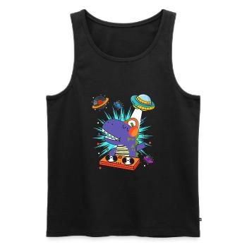 Dinosaurier Mit Retro Vintage Nerd Geek Dino T-Rex - Männer Premium Bio Tank Top - Schwarz - Vorne - Michal (187cm)