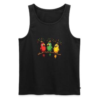 3 petits oiseaux rastafaris rasta jamaïcaine reggae - Débardeur bio Premium Homme - noir - Devant - Michal (187cm)
