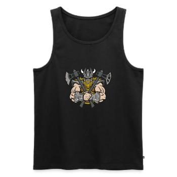 Wikinger mit Axt - Männer Premium Bio Tank Top - Schwarz - Vorne - AI Model Male 178 light (178cm)