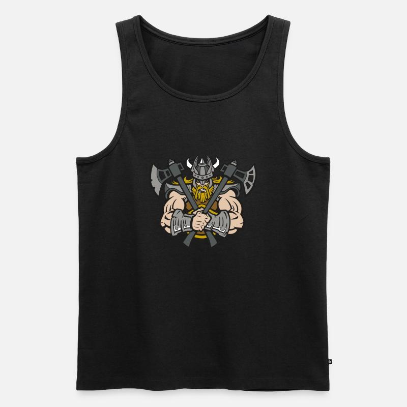 Wikinger mit Axt - Männer Premium Bio Tank Top - Schwarz