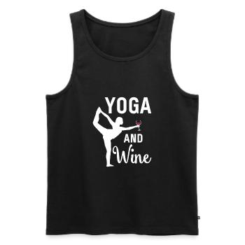 Yoga and Wine Funny Apparel - Men's Premium Organic Tank Top - black - Front - AI Model Male 178 light (178cm)