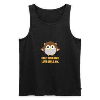 Cute Owl Apparel - Men's Premium Organic Tank Top - black - Front - AI Model Male 178 light (178cm)