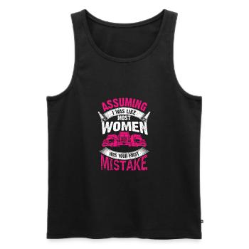 Vêtements de fille de conducteur de camion de femme - Débardeur bio Premium Homme - noir - Devant - Michal (187cm)