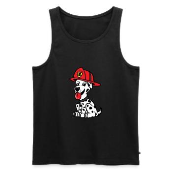 Cute Dalmation Firefighter Fireman Apparel - Men's Premium Organic Tank Top - black - Front - AI Model Male 178 light (178cm)