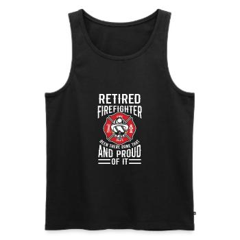 Retired Firefighter Fireman Apparel Retirement - Men's Premium Organic Tank Top - black - Front - AI Model Male 178 light (178cm)