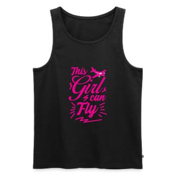 Fille pilote féminine drôle - Débardeur bio Premium Homme - noir - Devant - Michal (187cm)