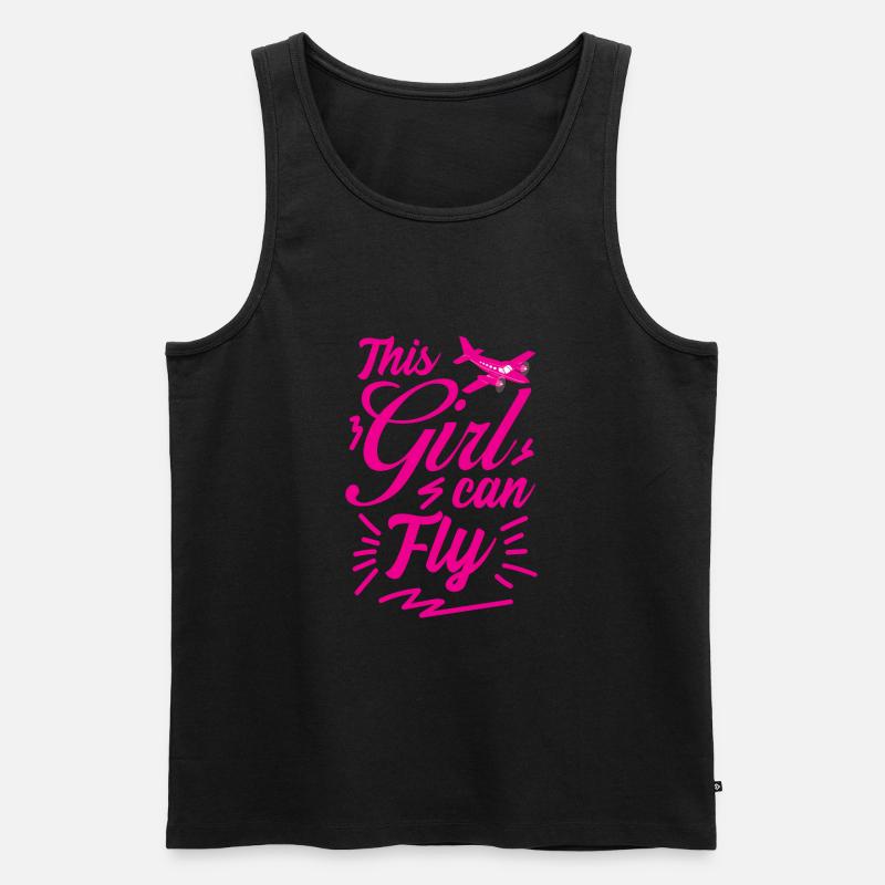 Mädchen weibliche Pilot lustig - Männer Premium Bio Tank Top - Schwarz
