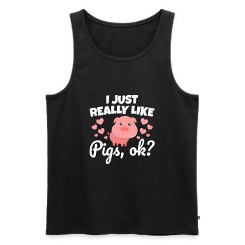 Funny Pigs Cute - Men's Premium Organic Tank Top - black - Front - AI Model Male 178 light (178cm)