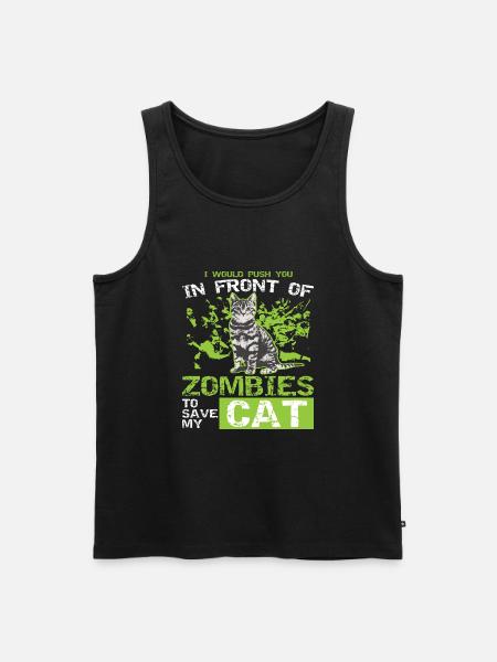 Cat Funny Kitten Zombie Apparel - Men's Premium Organic Tank Top - black