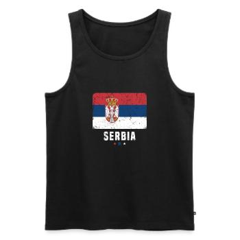 Serbie Drapeau serbe - Débardeur bio Premium Homme - noir - Devant - AI Model Male 178 light (178cm)