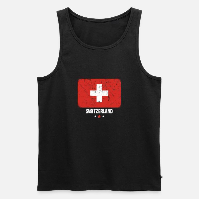 Schweiz Flagge Schweizer - Männer Premium Bio Tank Top - Schwarz