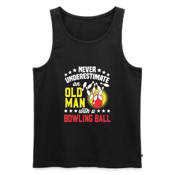 Bowling Old Man Drôle Cadeau d’anniversaire Bowler - Débardeur bio Premium Homme - noir - Devant - Michal (187cm)