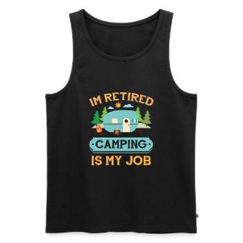 Retired Camp Camping Retirement Gift Apparel - Men's Premium Organic Tank Top - black - Front - AI Model Male 178 light (178cm)