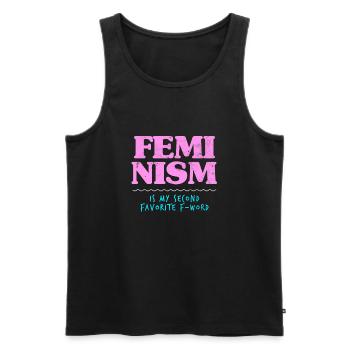 Funny Feminist Feminism Apparel - Men's Premium Organic Tank Top - black - Front - AI Model Male 178 light (178cm)