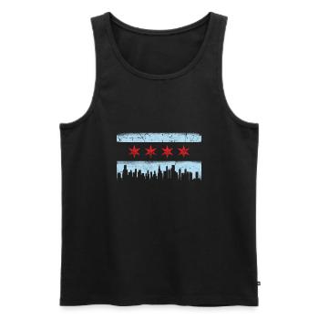 Chicago Skyline Flag Chicagoan Apparel Geschenk - Männer Premium Bio Tank Top - Schwarz - Vorne - AI Model Male 178 light (178cm)