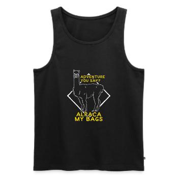 Lustiges Alpaka Abenteuer Reisegeschenk - Männer Premium Bio Tank Top - Schwarz - Vorne - Michal (187cm)