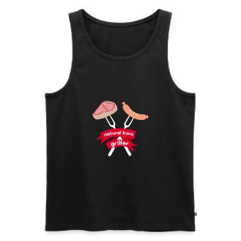 Natural Born Griller BBQ Grill Geschenk - Männer Premium Bio Tank Top - Schwarz - Vorne - Michal (187cm)