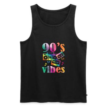 90s Vibes Music Nostalgic 1990's Retro - Men's Premium Organic Tank Top - black - Front - AI Model Male 178 light (178cm)