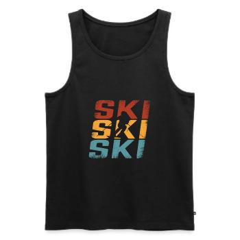 Ski rétro Ski - Débardeur bio Premium Homme - noir - Devant - AI Model Male 178 light (178cm)