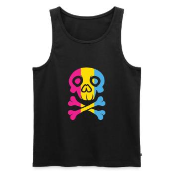Crâne de drapeau pansexuel - Débardeur bio Premium Homme - noir - Devant - Michal (187cm)