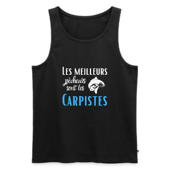 Pêcheur de carpe, cadeau humour, homme pêche. - Débardeur bio Premium Homme - noir - Devant - Michal (187cm)