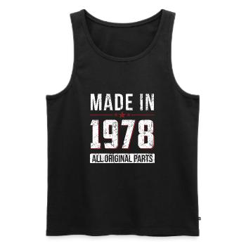 Fabriqué en 1978 Toutes les pièces d'origine - Anniversaire - Débardeur bio Premium Homme - noir - Devant - Michal (187cm)