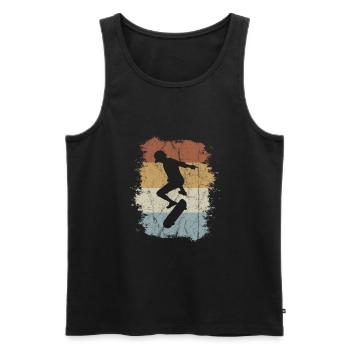 Cadeau de skateboard kickflip rétro vintage patineur - Débardeur bio Premium Homme - noir - Devant - Michal (187cm)