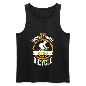 NEVER UNDERESTIMATE AN OLD MAN WITH A BICYCLE - Men's Premium Organic Tank Top - black - Front - Michal (187cm)