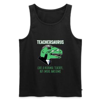 Dinosaures Teachersaurus comme un professeur normal - Débardeur bio Premium Homme - noir - Devant - Michal (187cm)