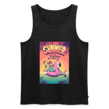 Saufen Party Urlaub Reise Strand Meer Ozean Sonne - Männer Premium Bio Tank Top - Schwarz - Vorne - Michal (187cm)