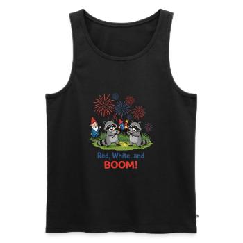 Raccoon 4th of July Fireworks Party - Men's Premium Organic Tank Top - black - Front - Michal (187cm)