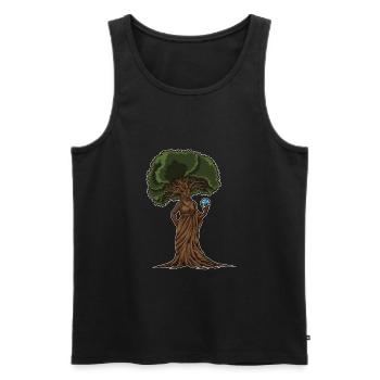 Mother Nature holds the globe in her hands - Men's Premium Organic Tank Top - black - Front - AI Model Male 178 light (178cm)