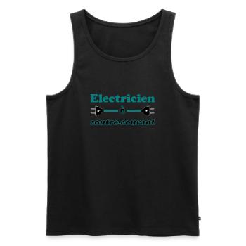 Electricien à contre courant - T shirt humour - Débardeur bio Premium Homme - noir - Devant - AI Model Male 178 light (178cm)