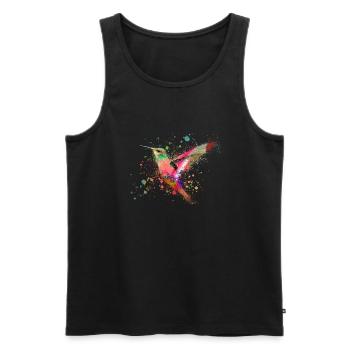 hummingbird, graffiti, painting, watercolor, bird, colorful - Men's Premium Organic Tank Top - black - Front - Michal (187cm)