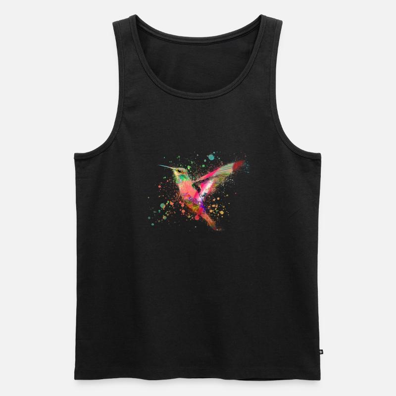 kolibri, graffiti ,malerei, aquarell,vogel,bunt - Männer Premium Bio Tank Top - Schwarz