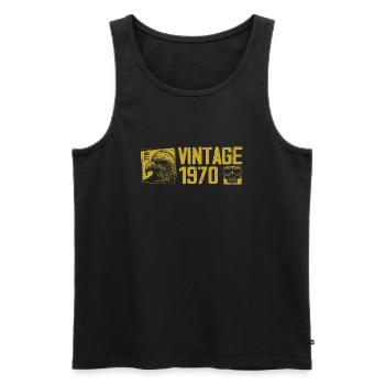 Vintage 1970's Retro 1970's Birthday Gift - Men's Premium Organic Tank Top - black - Front - AI Model Male 178 light (178cm)
