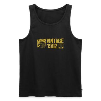 Vintage 1982 Retro Anniversary Gift 1982 - Men's Premium Organic Tank Top - black - Front - Michal (187cm)