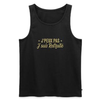 Humour J'peux Pas j'suis retraité - Débardeur bio Premium Homme - noir - Devant - Michal (187cm)