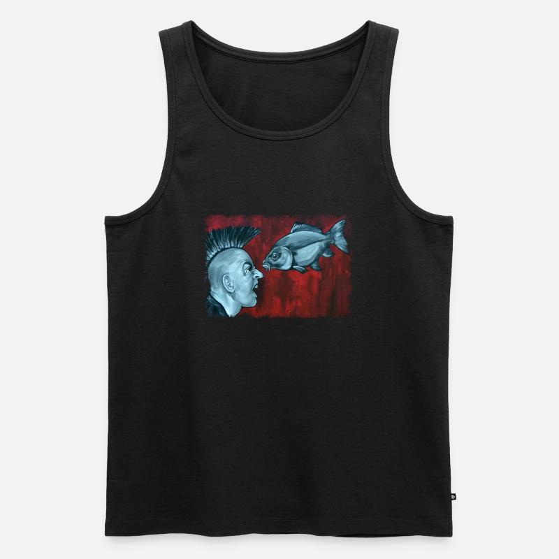 Fisch vs Punk - Männer Premium Bio Tank Top - Schwarz