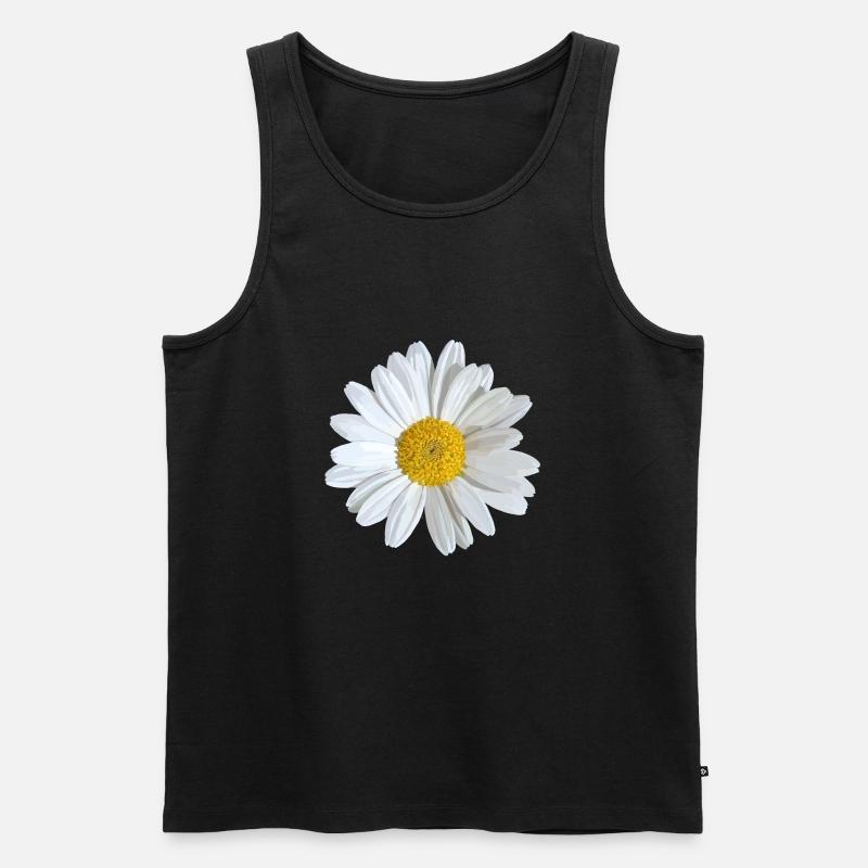Weiße Margeriten Blüte - Männer Premium Bio Tank Top - Schwarz