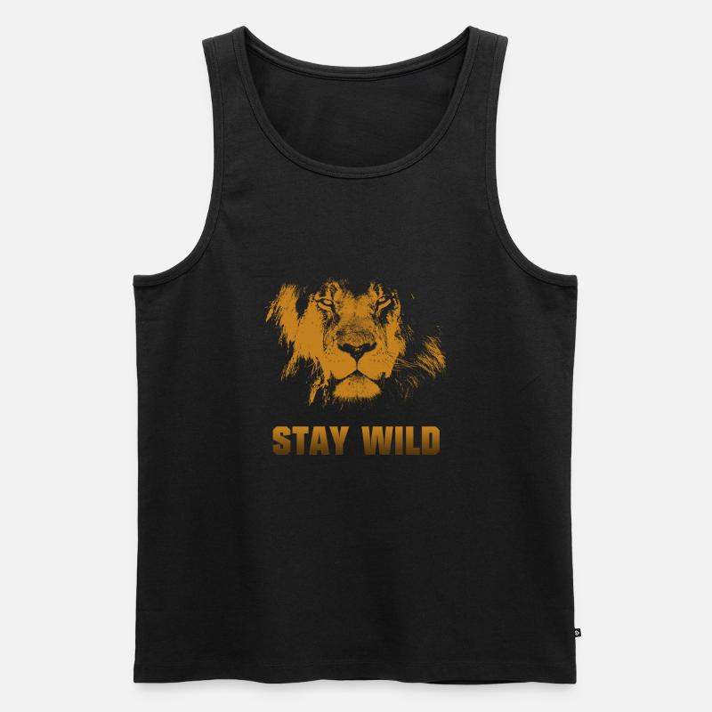 Bleib wild. Löwengesicht - Männer Premium Bio Tank Top - Schwarz