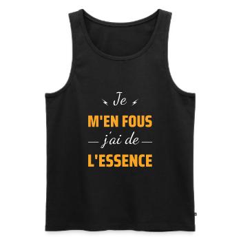 Essence humour je m'en fous j'ai de l'essence - Débardeur bio Premium Homme - noir - Devant - AI Model Male 178 light (178cm)
