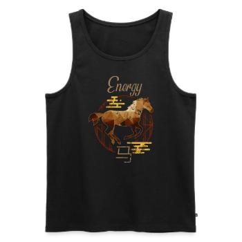 Animaux du zodiaque chinois Astrologie Cheval géométrique A - Débardeur bio Premium Homme - noir - Devant - Michal (187cm)