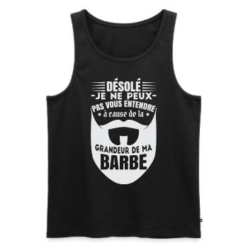 Barbu Au Grand Coeur | Père | Papa Barbu - Débardeur bio Premium Homme - noir - Devant - Michal (187cm)