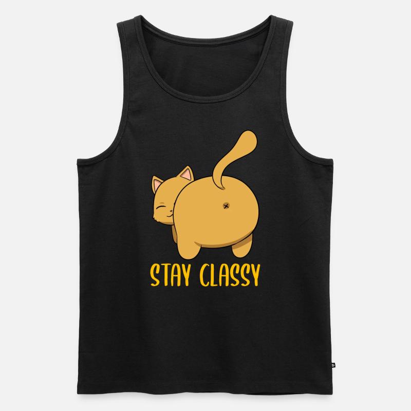 Stay Classy Katzenmama - Männer Premium Bio Tank Top - Schwarz
