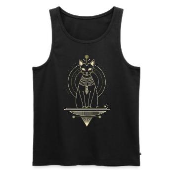 Chat égyptien Bastet - Débardeur bio Premium Homme - noir - Devant - AI Model Male 178 light (178cm)