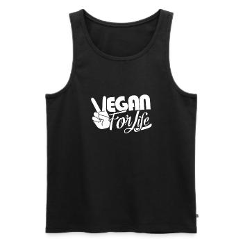 Vegan T-shirt - Vegan for Life - Men's Premium Organic Tank Top - black - Front - Michal (187cm)