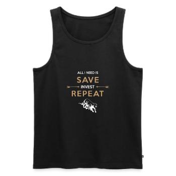 SAVE INVEST REPEAT - Männer Premium Bio Tank Top - Schwarz - Vorne - Michal (187cm)