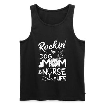 Rockin 'The Dog Maman et Infirmière Infirmière Vie Chien Amour - Débardeur bio Premium Homme - noir - Devant - Michal (187cm)