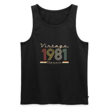 Vintage Classic 1981 pseudo retro year of birth - Men's Premium Organic Tank Top - black - Front - AI Model Male 178 light (178cm)